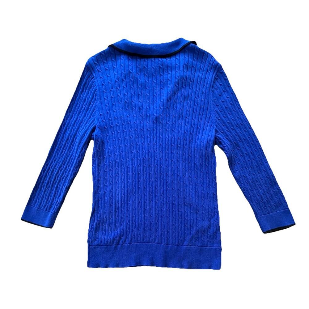 Ralph Lauren LRL Active Women’s Cable Knit Polo Sweater Top V-Neck VTG Size L - Picture 2 of 9